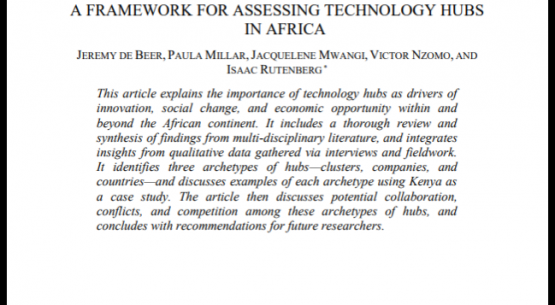 Framework for assessing technology hubs in Africa