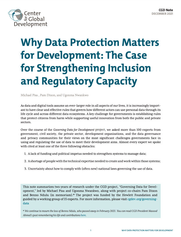 Why Data Protection Matters for Development: The Case for Strengthening Inclusion and Regulatory Capacity