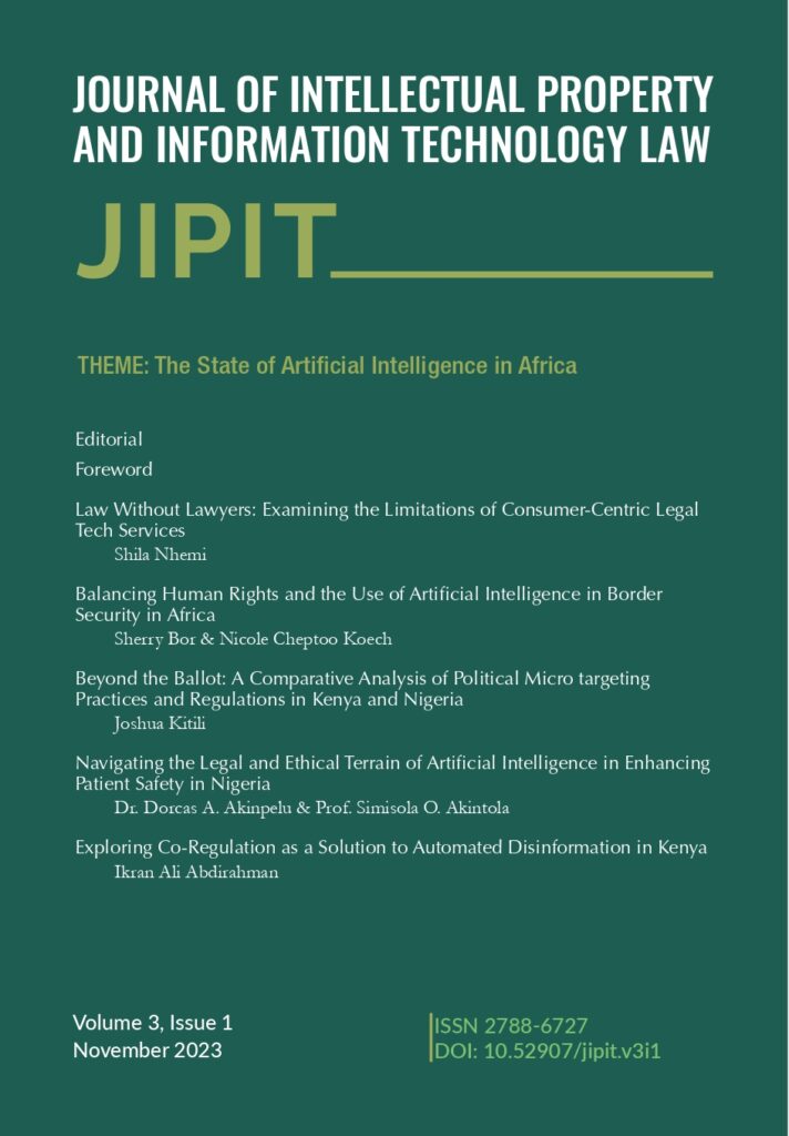 Cover of Vol. 3 No. 1 (2023) – The Journal of Intellectual Property and Information Technology Law