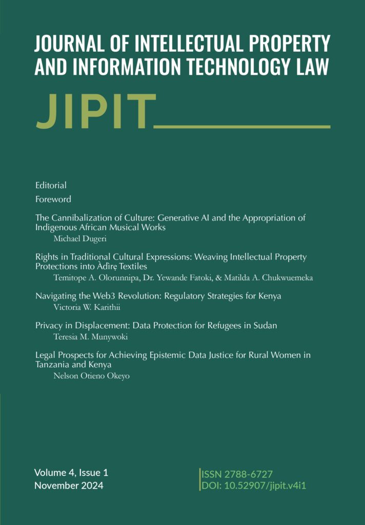 Cover of Vol. 4 No. 1 (2024) – The Journal of Intellectual Property and Information Technology Law