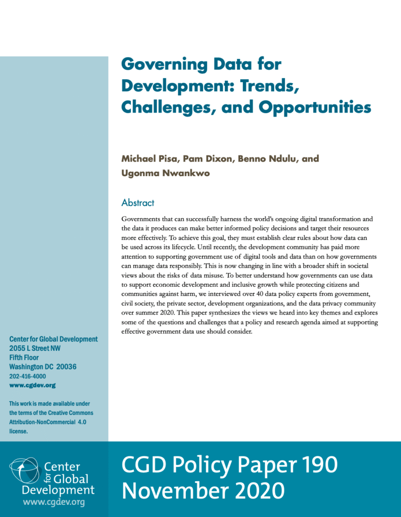 Cover of Governing Data for Development: Trends, Challenges, and Opportunities