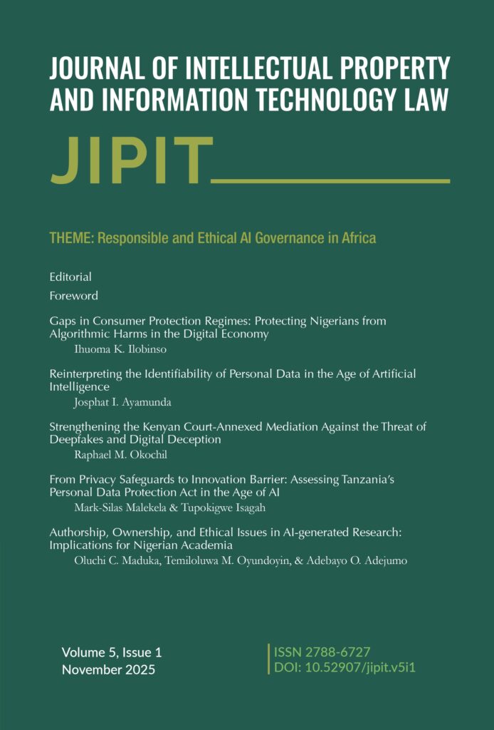 Cover of Vol. 5 No. 1 (2025)  – The Journal of Intellectual Property and Information Technology Law