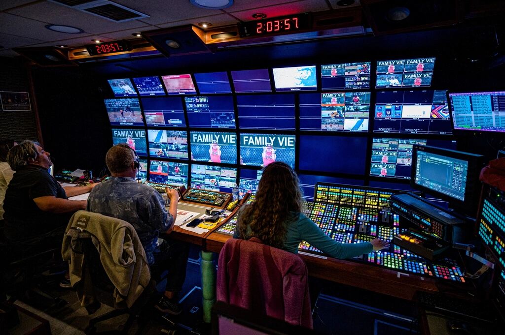 A television broadcast control room
