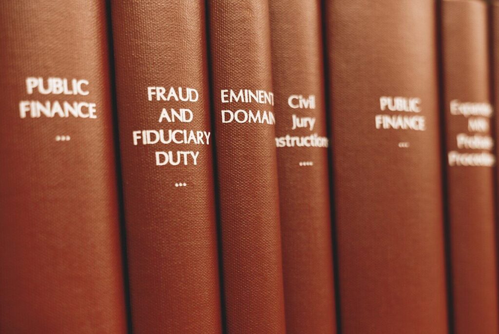 Law books on a shelf