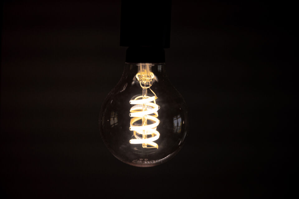 A glowing light bulb