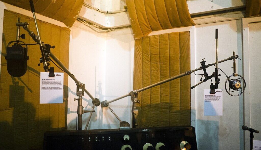 Microphones in a recording studio